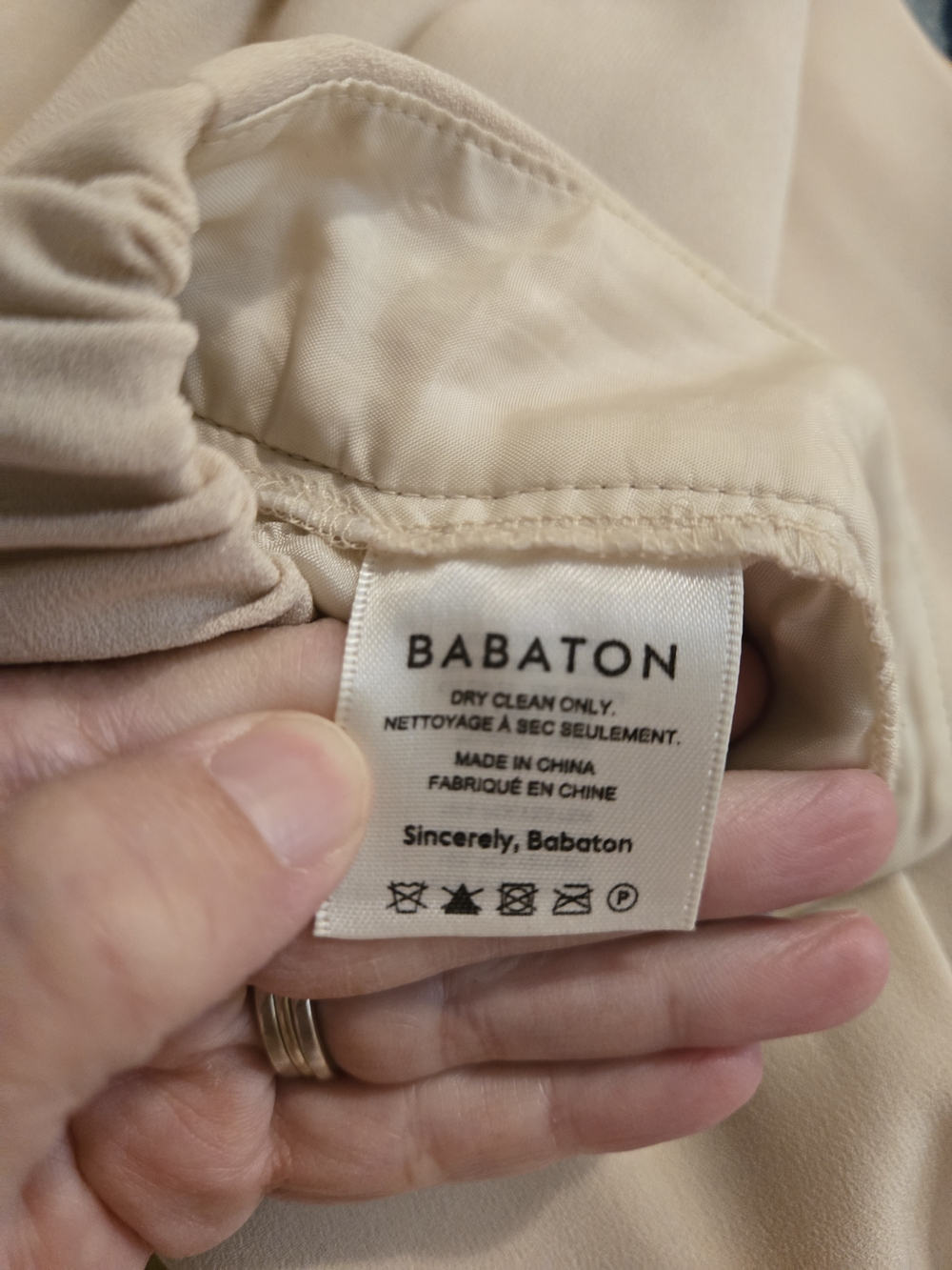Aritzia Babaton Cream High-Rise Wide Leg Pants with Side Button Detail - Picture 7 of 9